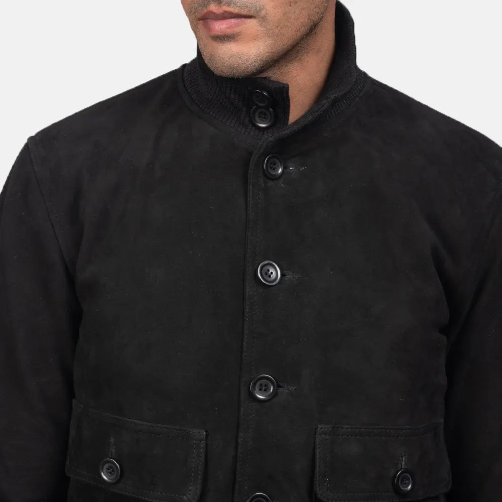 Eaton Black Suede Bomber Jacket