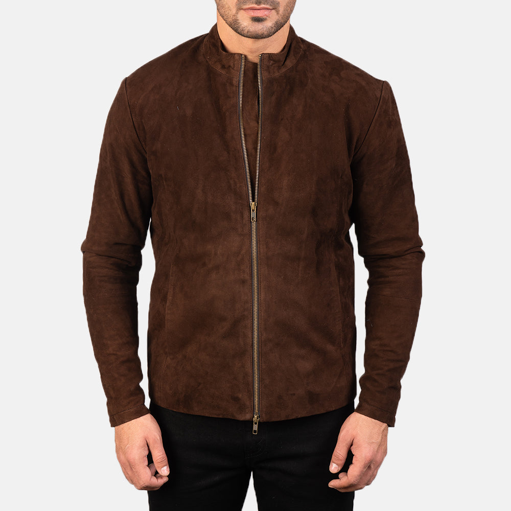 Charcoal Mocha Suede Biker Jacket