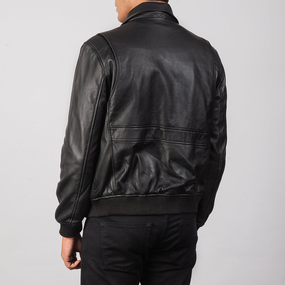 Men Black A2 Bomber Leather Jacket