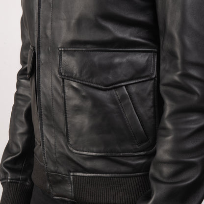 Men Black A2 Bomber Leather Jacket