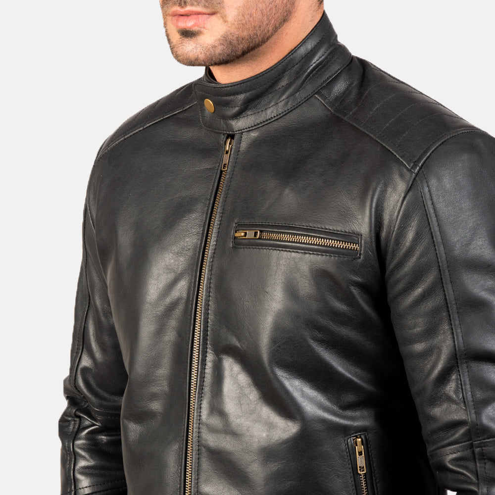 Dean Bro Black Biker Premium Leather Jacket