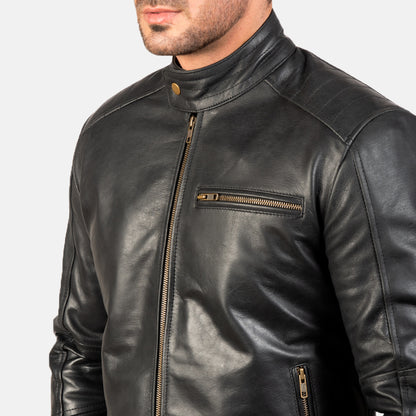 Dean Bro Black Biker Premium Leather Jacket