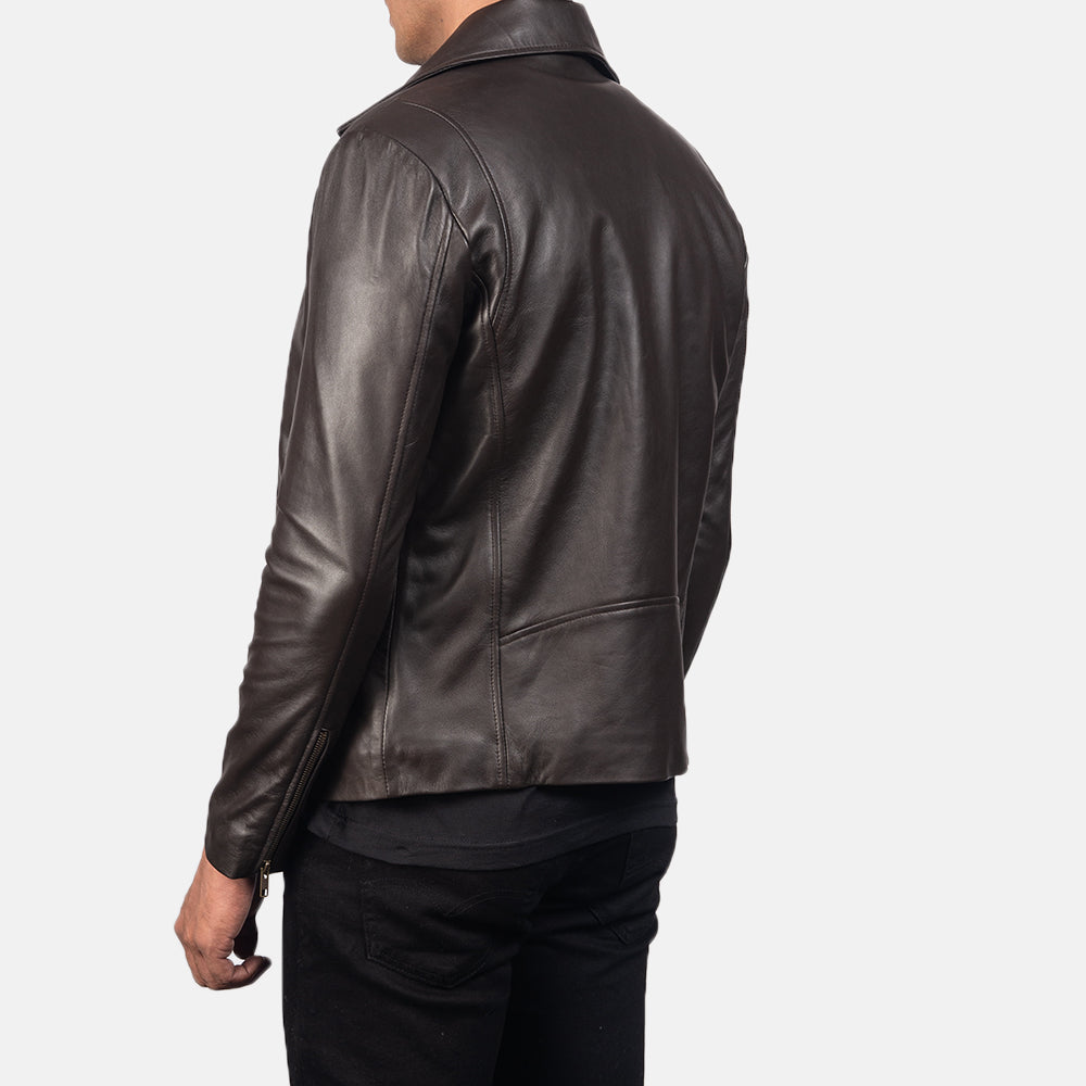 Men Biker Brown Faux and Real Leather Jacket