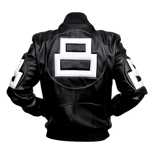 Mens 8 Ball Pool Leather Bomber Michael Leather Jacket - Zegior Zegior