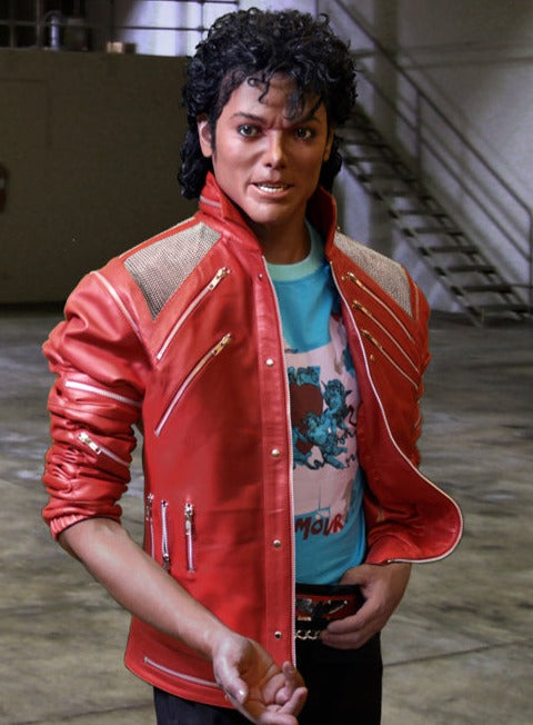 Michael J. ( MJ ) Beat It Red Leather Jacket - Zegior Zegior